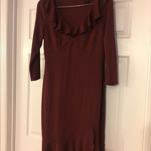 Knee length wine-colored dress